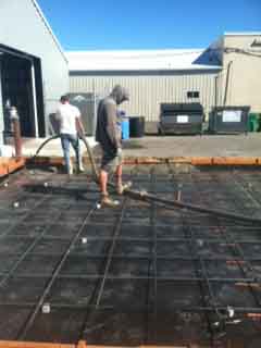 Pouring concrete for large cooler