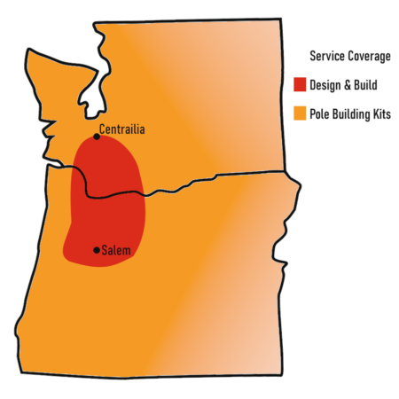 Oregon Washington State Pole Building Service Area Map